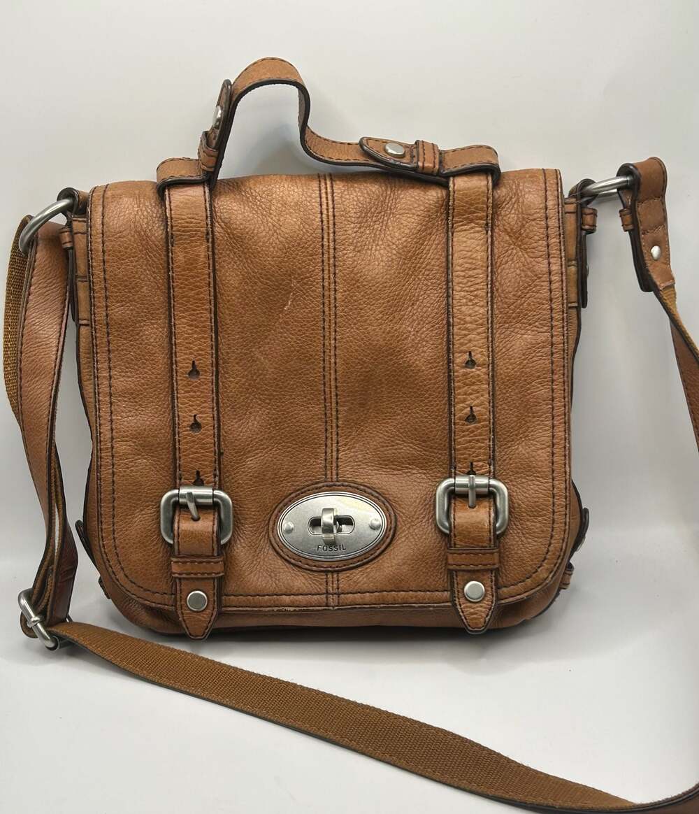 Fossil Maddox Soft Brown Leather Satchel Shoulder Bag